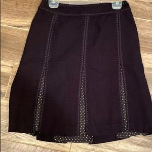 Ann Taylor Sz 6 Lined Black Textured Peek A Boo Polka Dot Skirt GUC